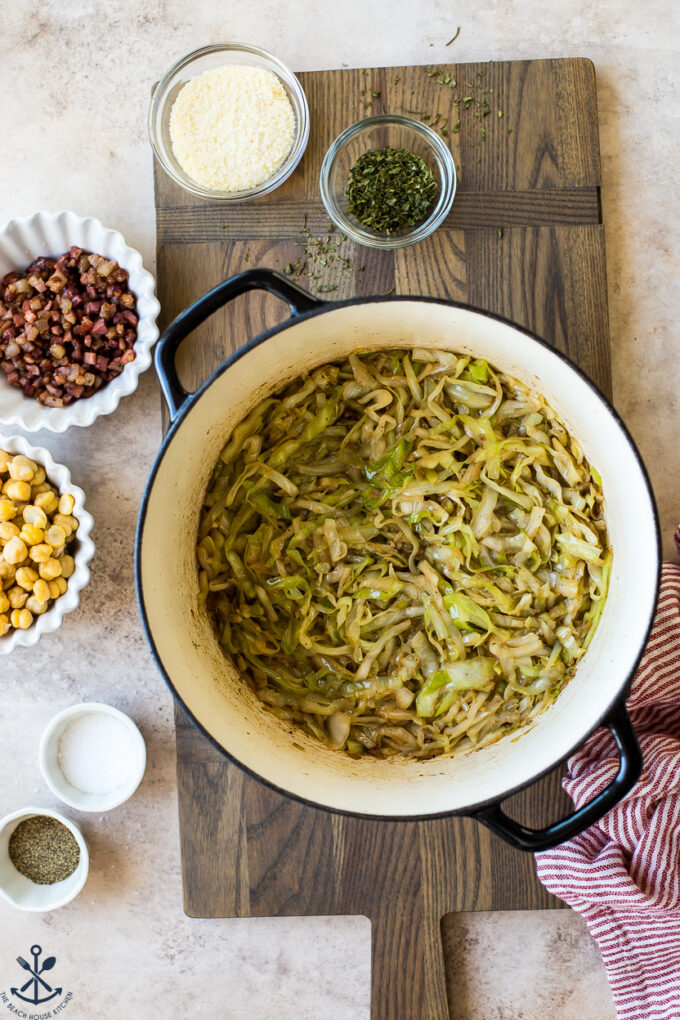 Pasta with Sautéed Cabbage Chickpeas and Pancetta - The Beach House Kitchen