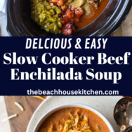 Slow Cooker Beef Enchilada Soup long Pinterest pin