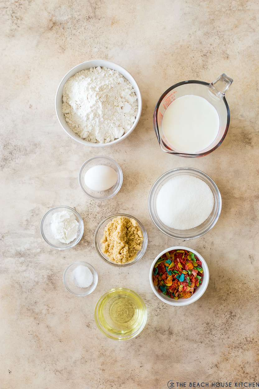 Overhead photo of ingredients for muffins