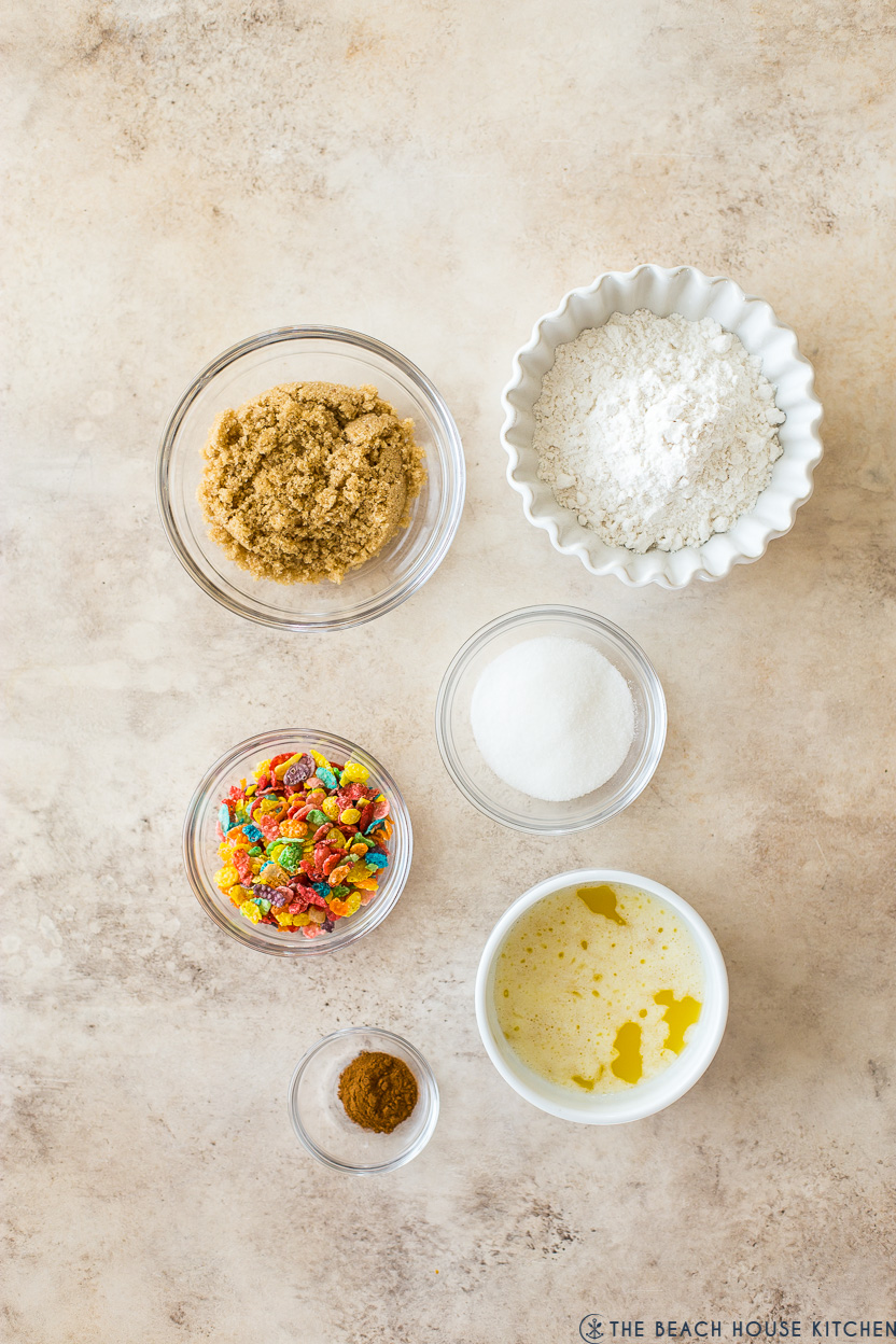 Overhead photo of ingredients for muffin crumb topping 