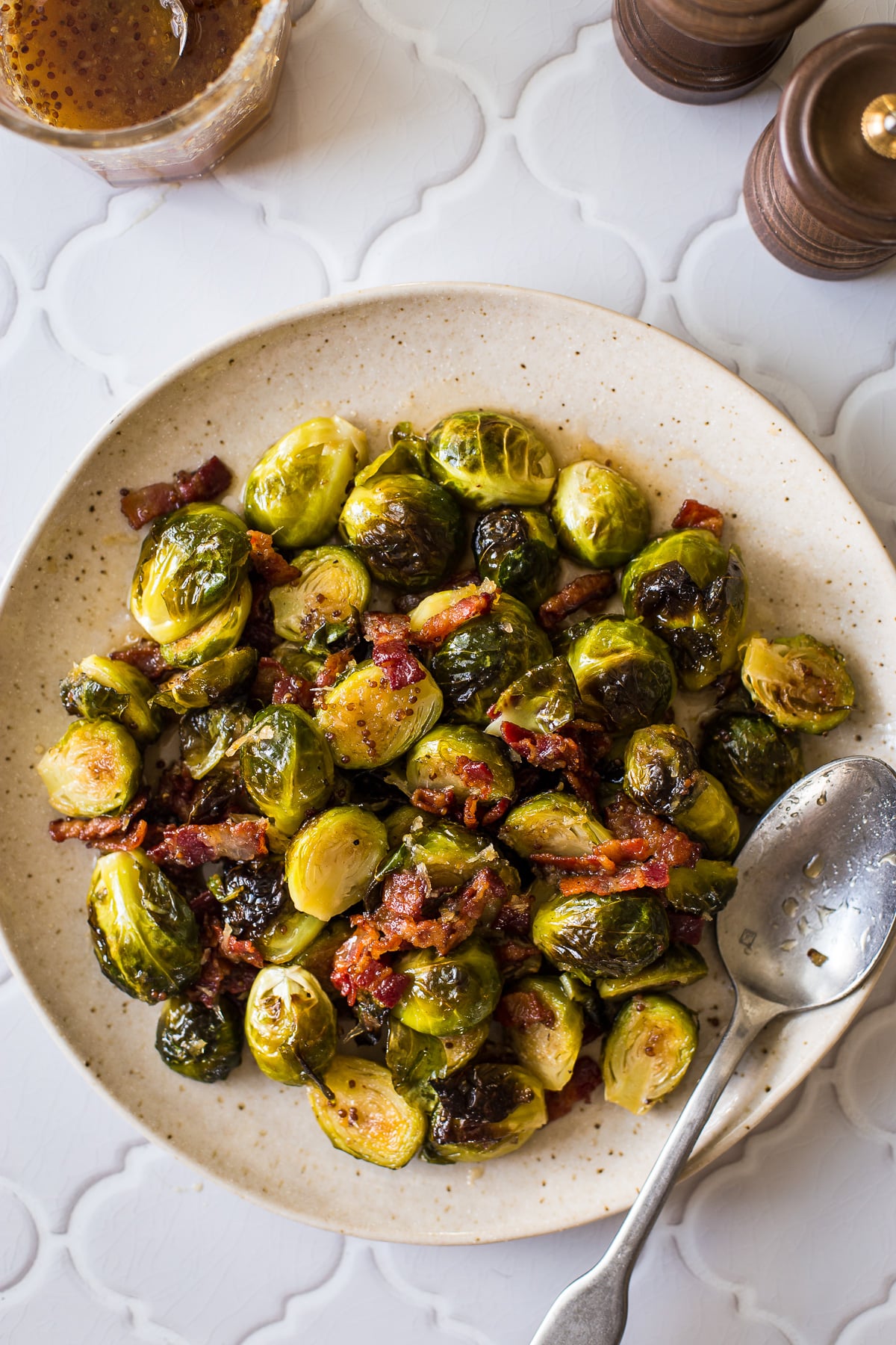 Roasted Brussels Sprouts with Horseradish-Honey Mustard Glaze