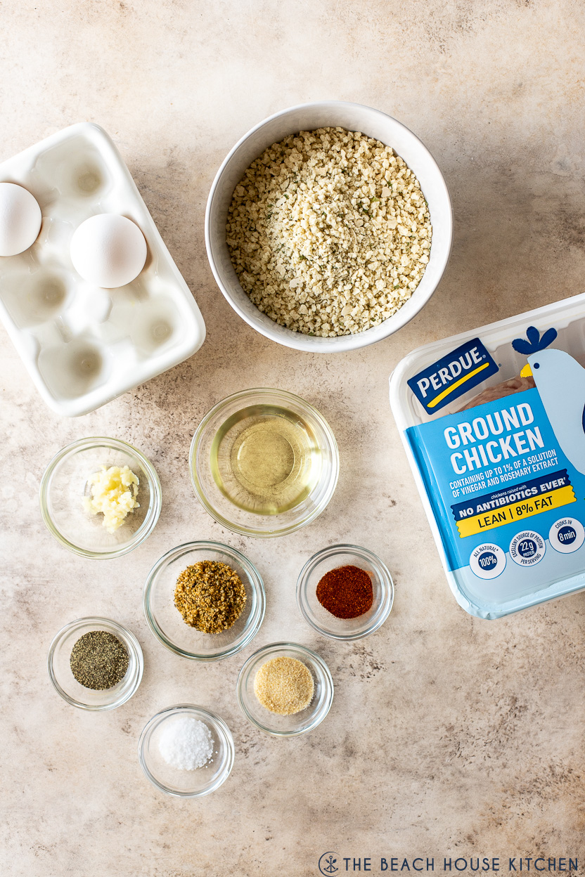 Overhead photo of ingredients for huli huli chicken meatballs