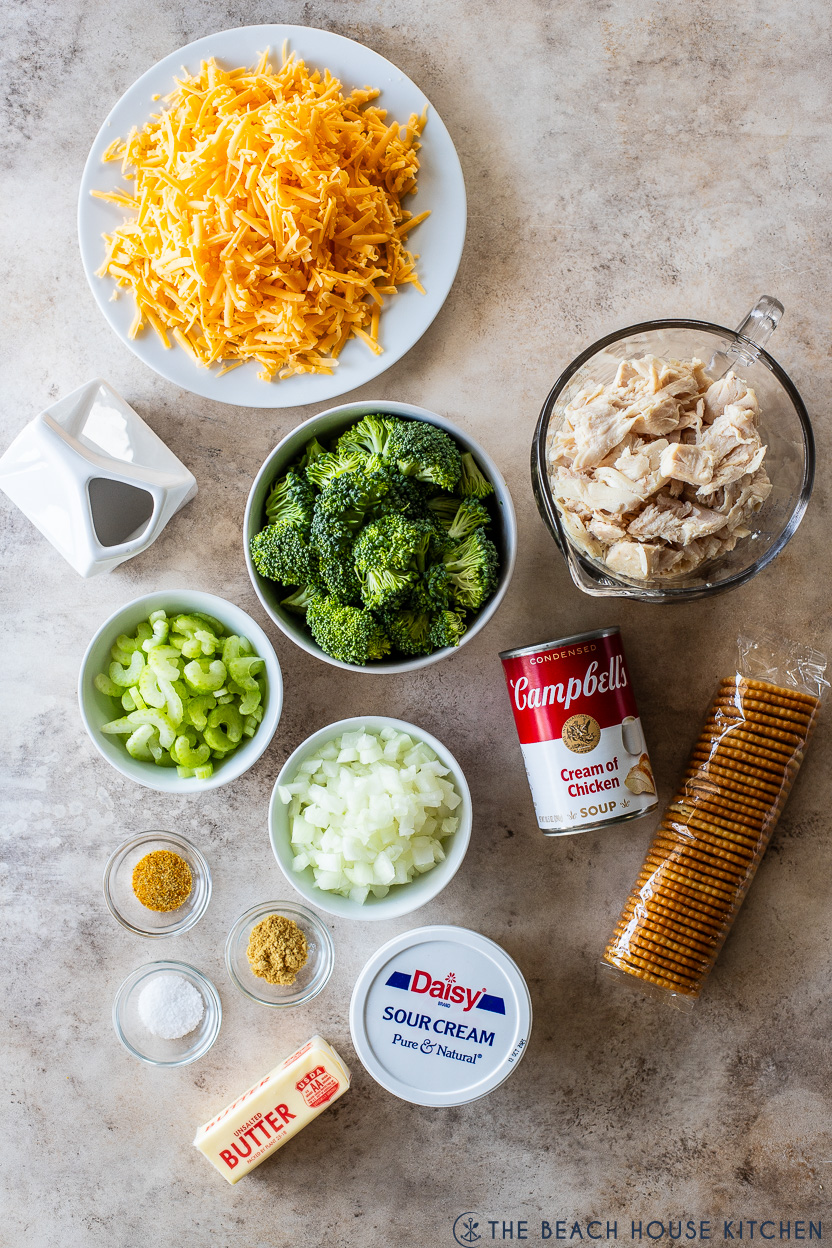 Overhead photo of ingredients for chicken divan