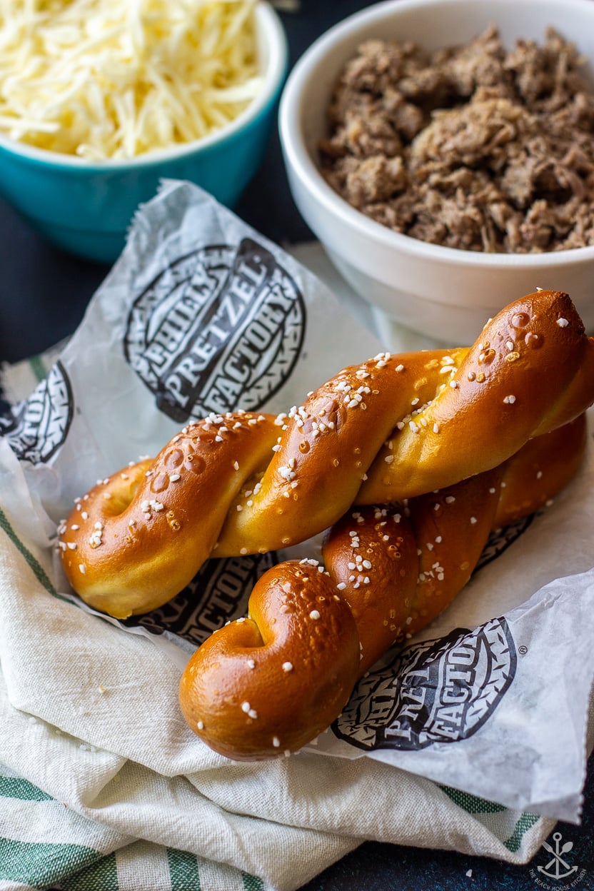 Up close photo of two south pretzel braids